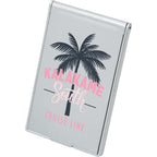 Flip Top Pocket Mirror that Stands Up Full Color - Silver - Front