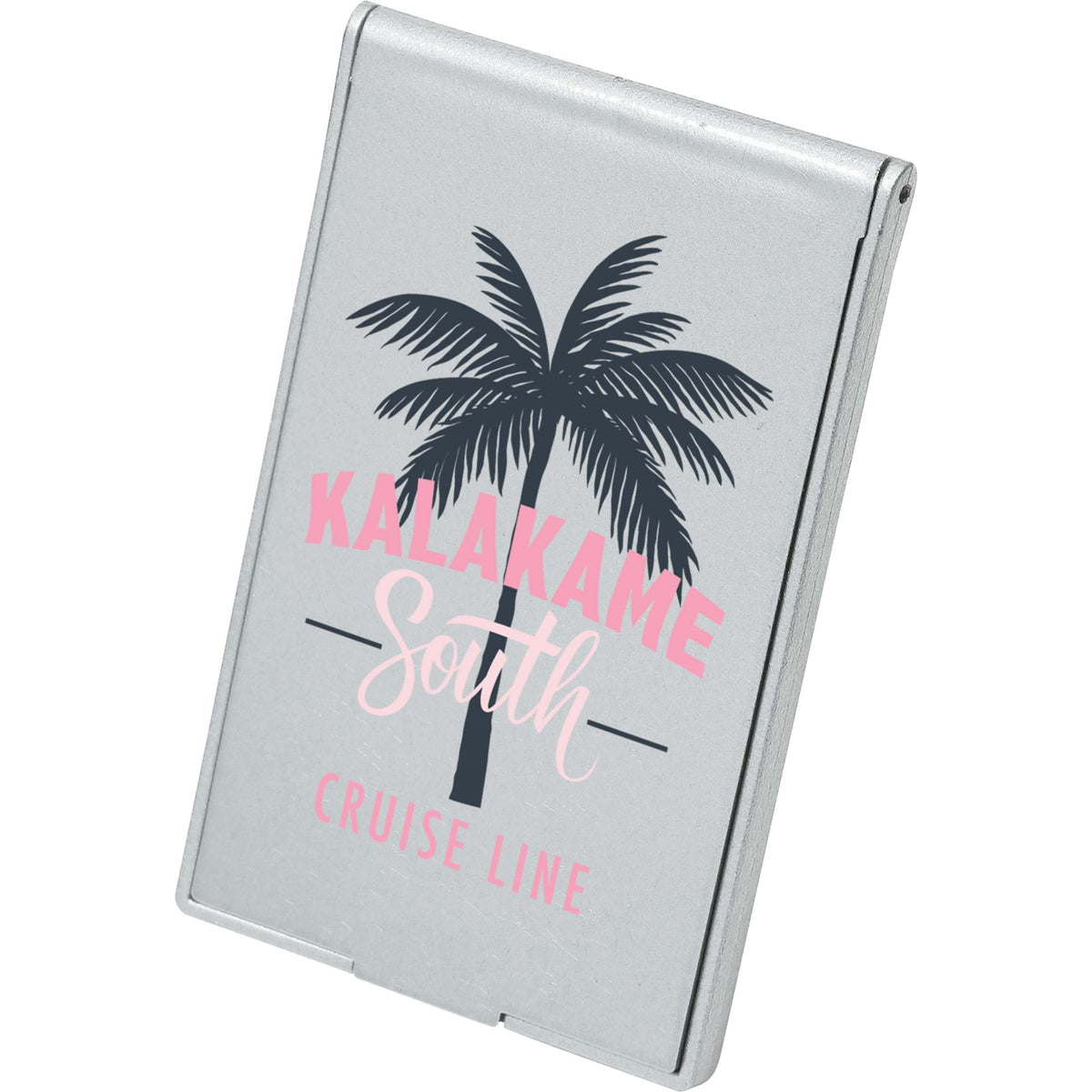 Flip Top Pocket Mirror that Stands Up - Silver - Front