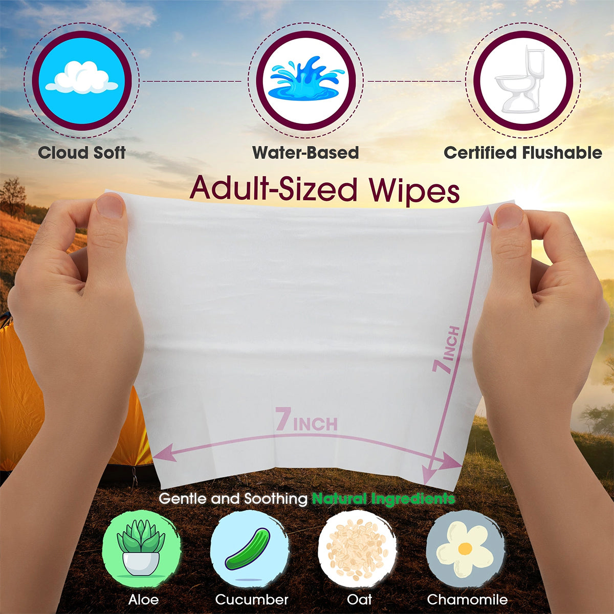 Flushable Wipes, Butt Napkins - Pink - Features