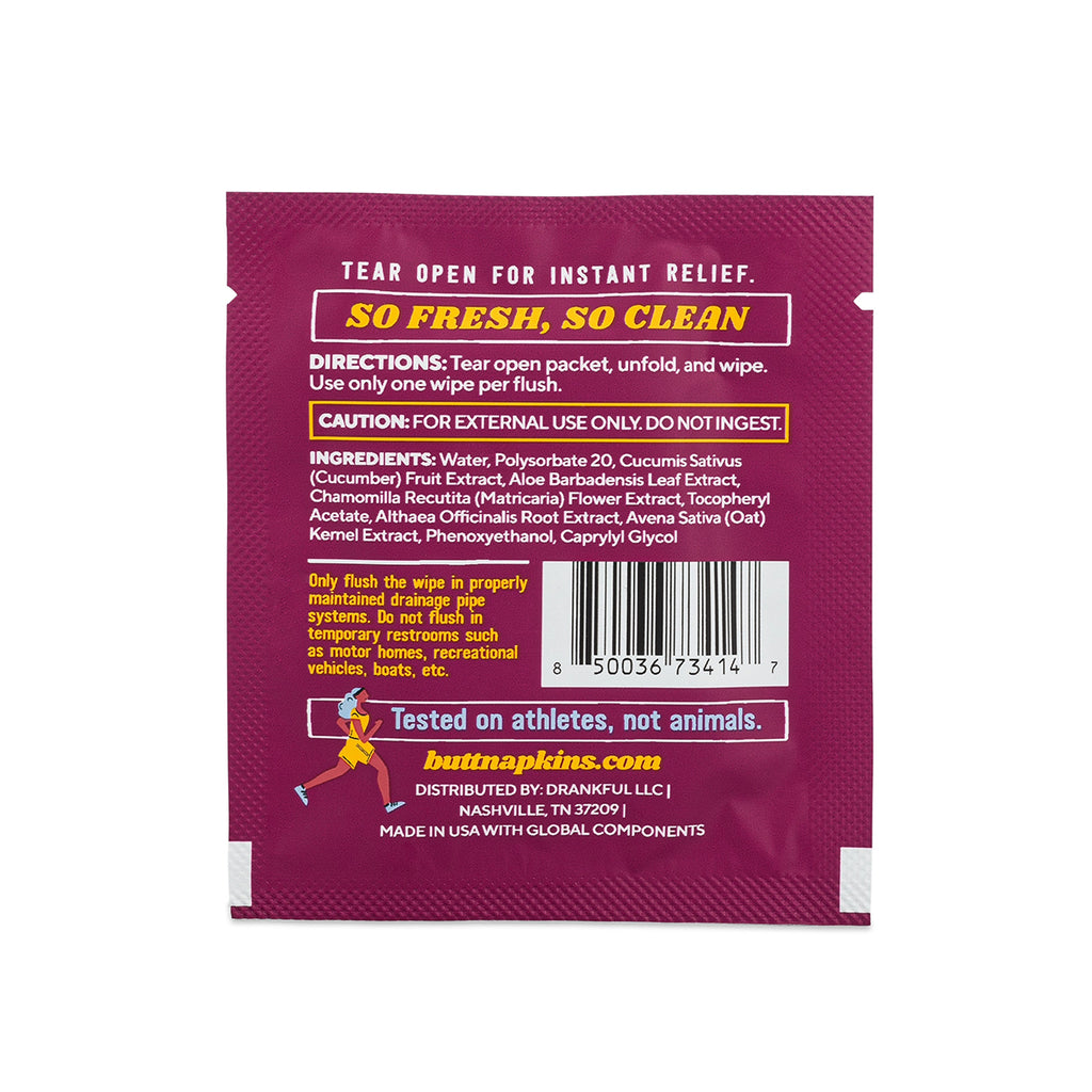 Flushable Wipes, Butt Napkins - Pink - Individual_Wipe_Back