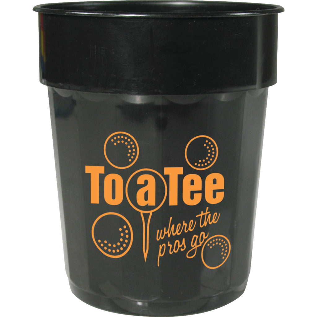 Fluted Plastic Stadium Cup, 16 oz - Black - Front