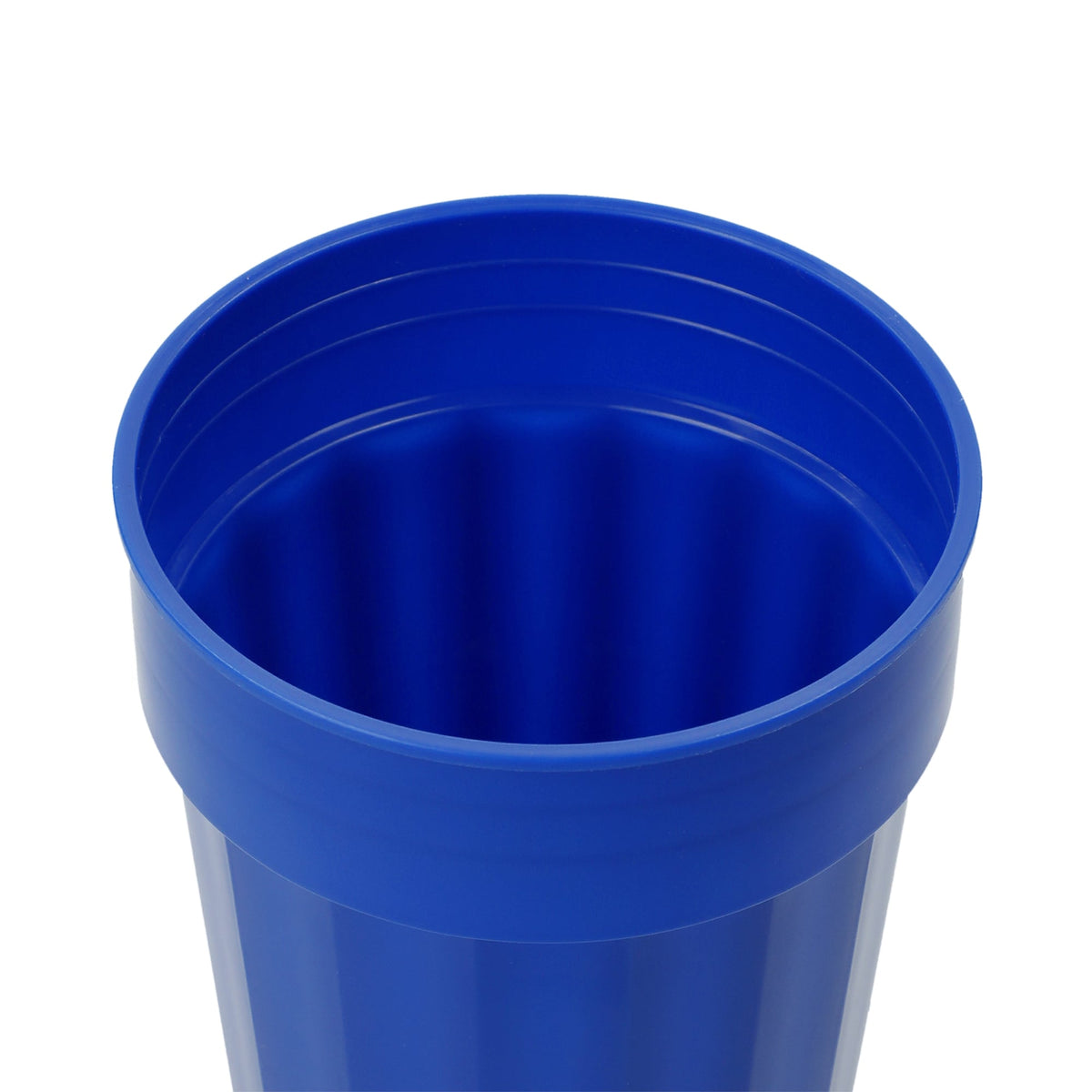 Fluted Plastic Stadium Cup, 16 oz - Blue - Right Angle