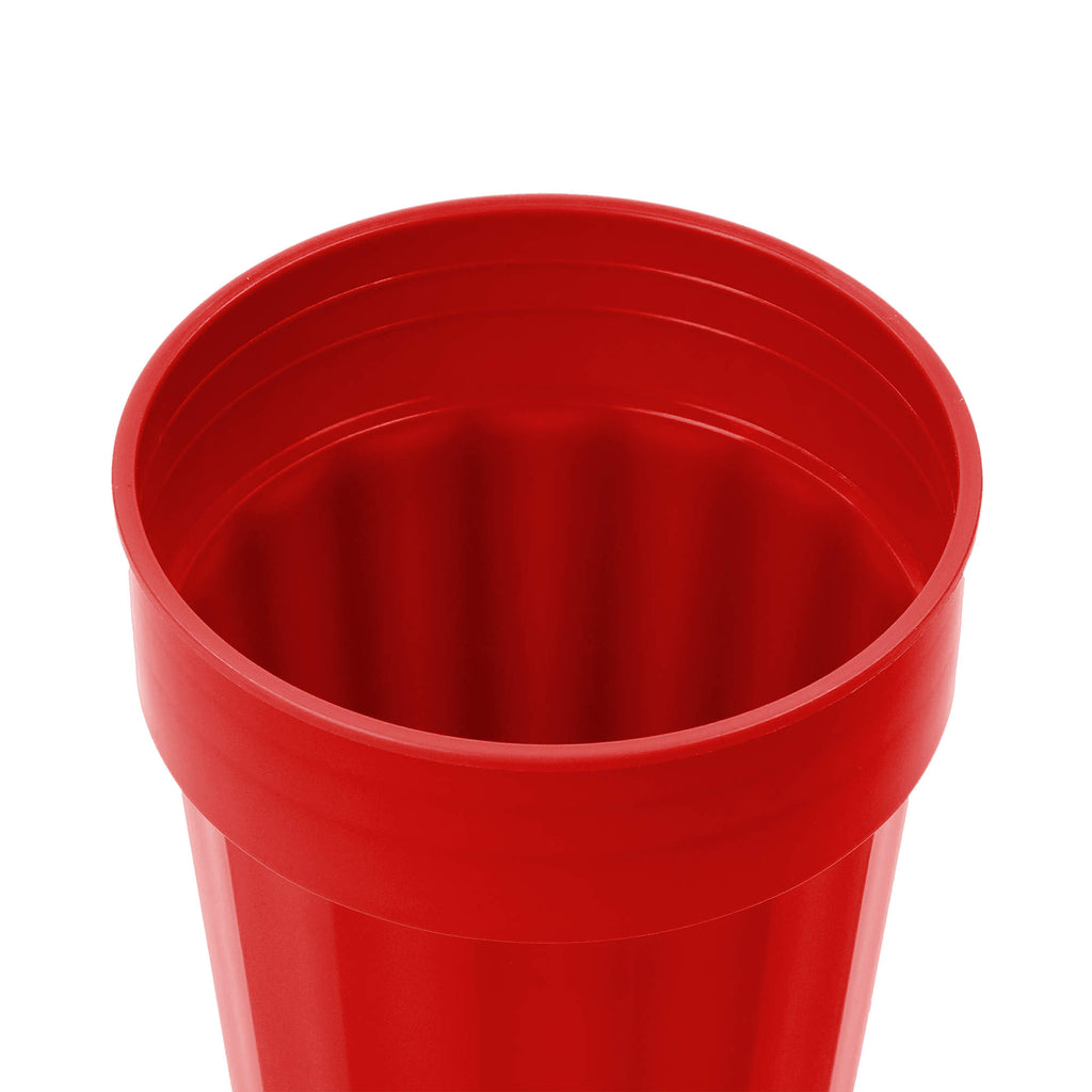 Fluted Plastic Stadium Cup, 16 oz - Red - Right Angle
