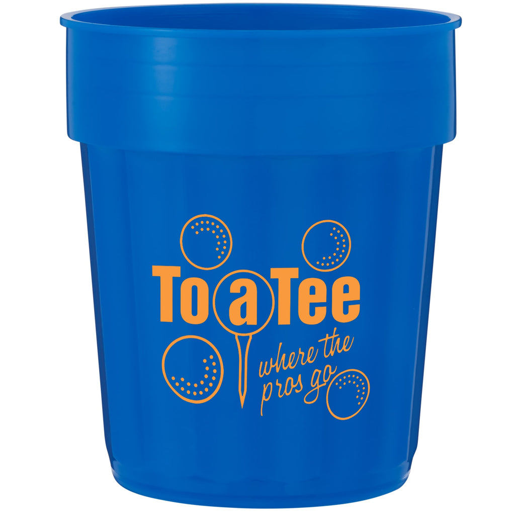 Fluted Plastic Stadium Cup, 16 oz - Translucent Blue - Front