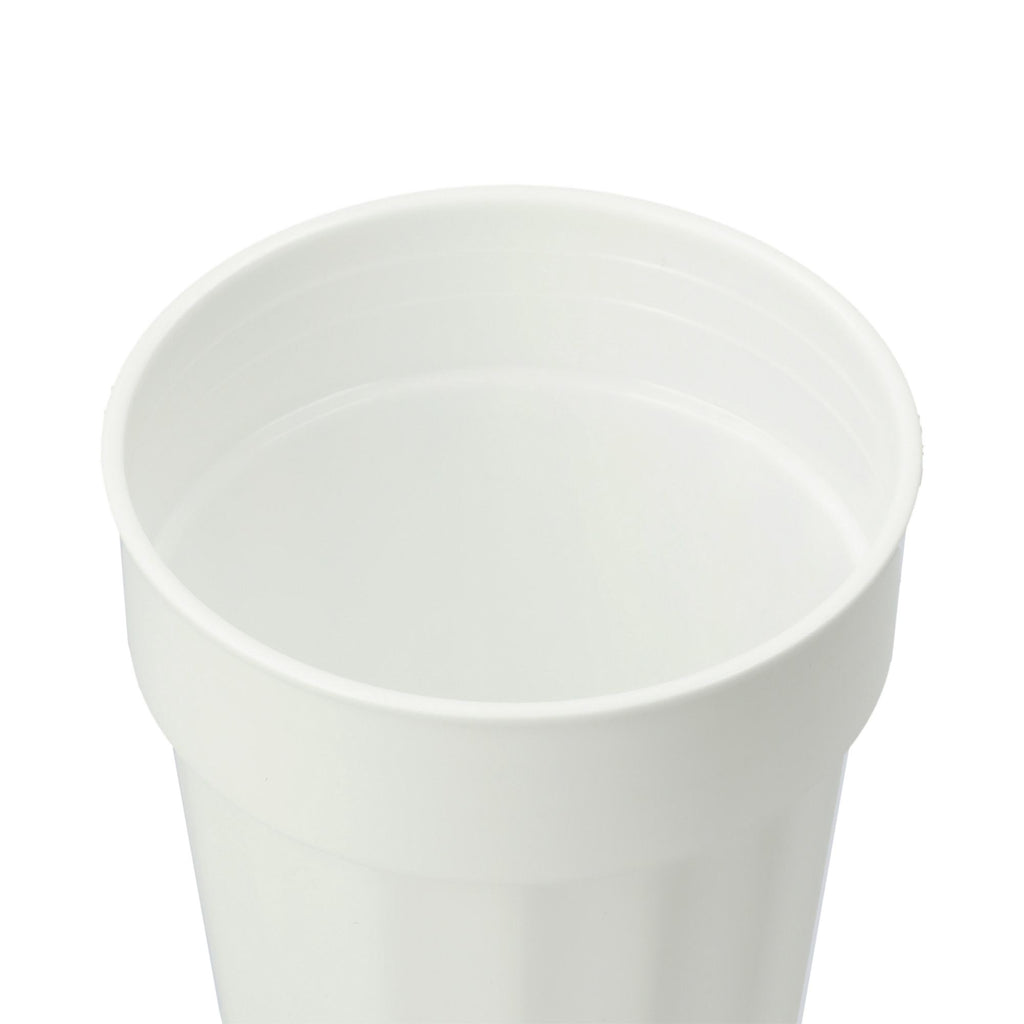 Fluted Plastic Stadium Cup, 16 oz - White - Right Angle