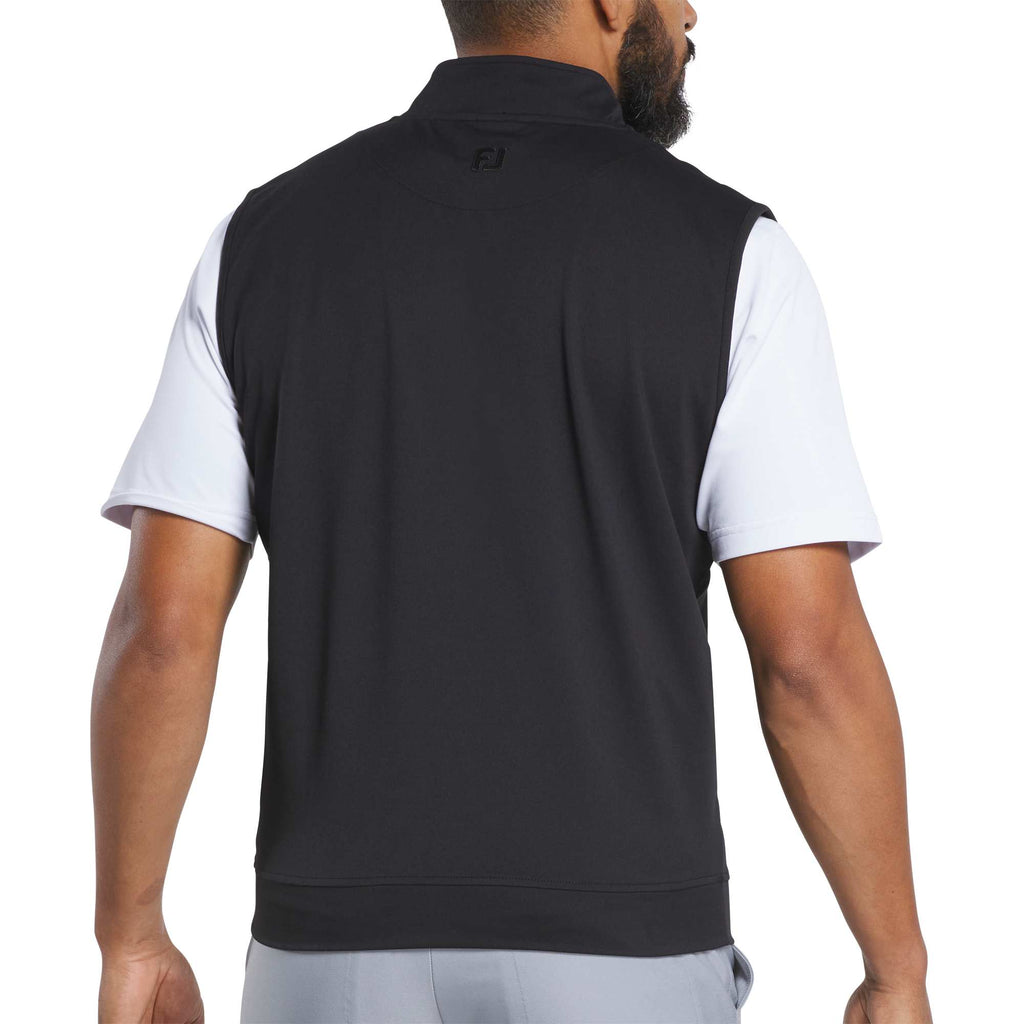 FootJoy Performance Quarter Zip Golf Vest for Men Embroidery - Black - Back On Model