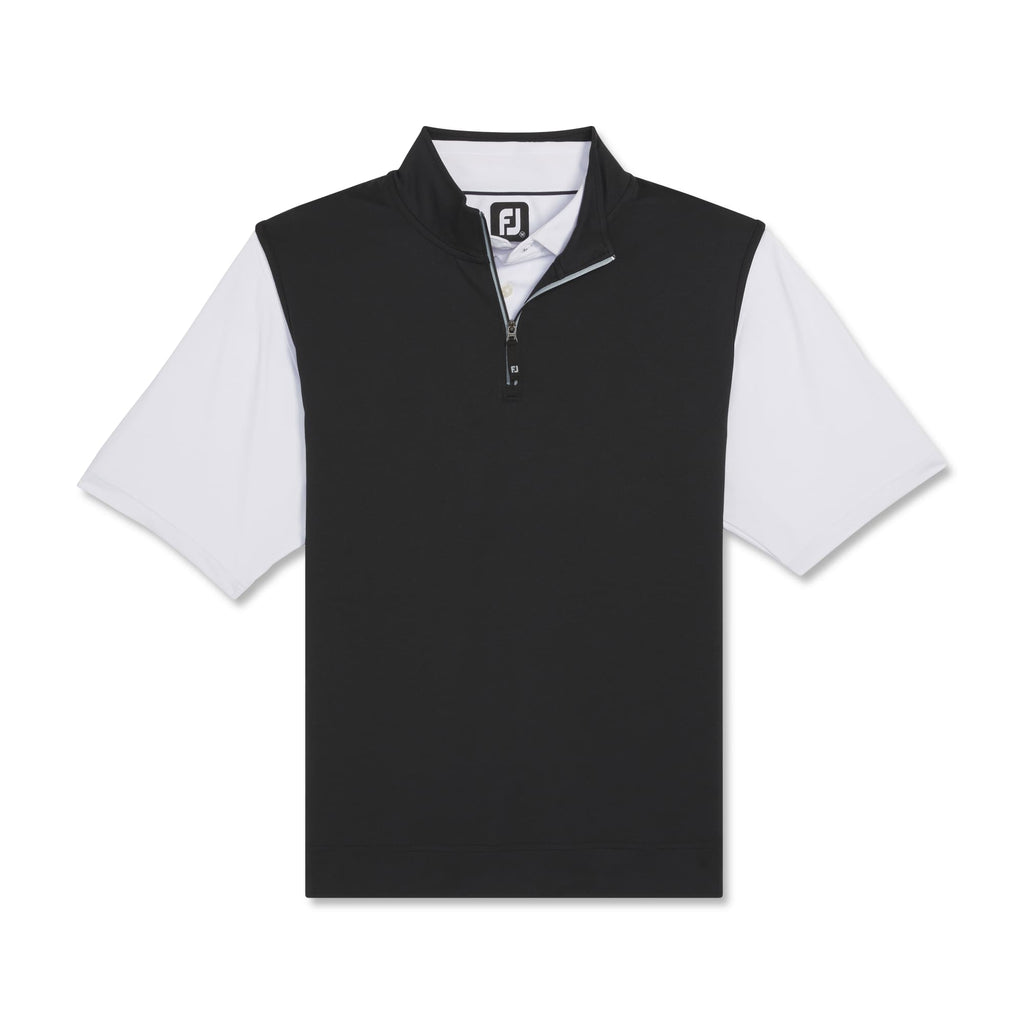 FootJoy Performance Quarter Zip Golf Vest for Men Embroidery - Black - Front Flat