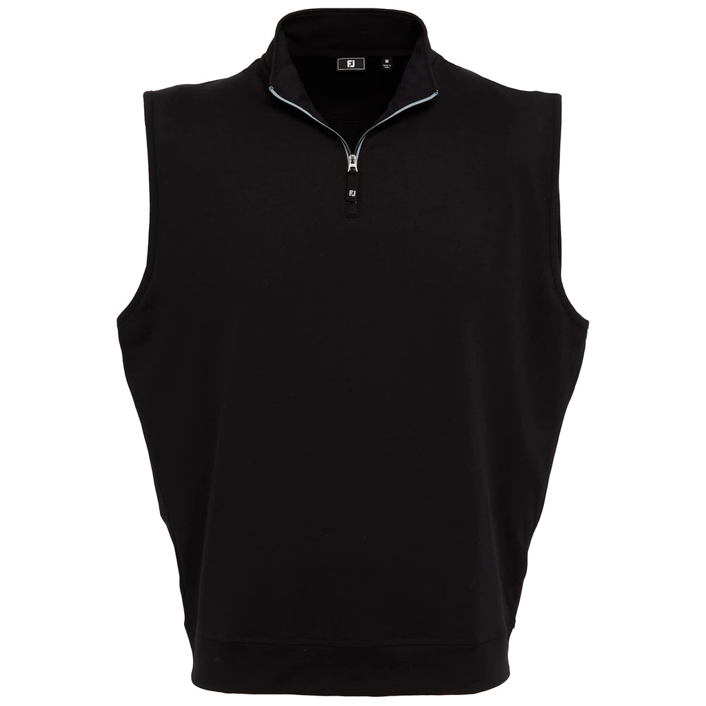 FootJoy Performance Quarter Zip Golf Vest for Men Embroidery - Black - Front