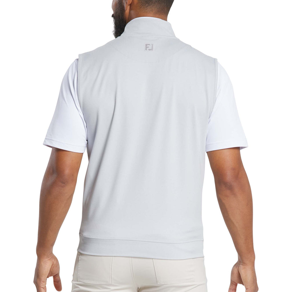 FootJoy Performance Quarter Zip Golf Vest for Men Embroidery - Grey - Back On Model