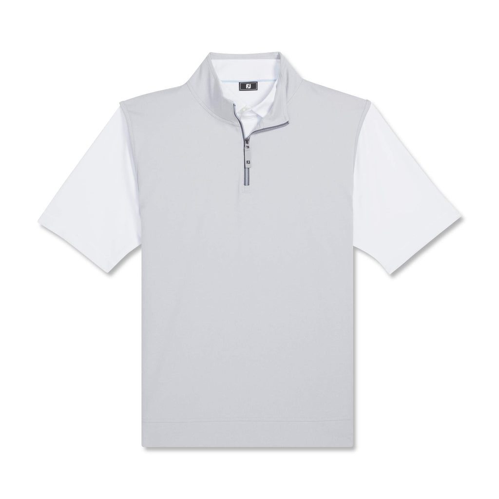 FootJoy Performance Quarter Zip Golf Vest for Men Embroidery - Grey - Front Flat