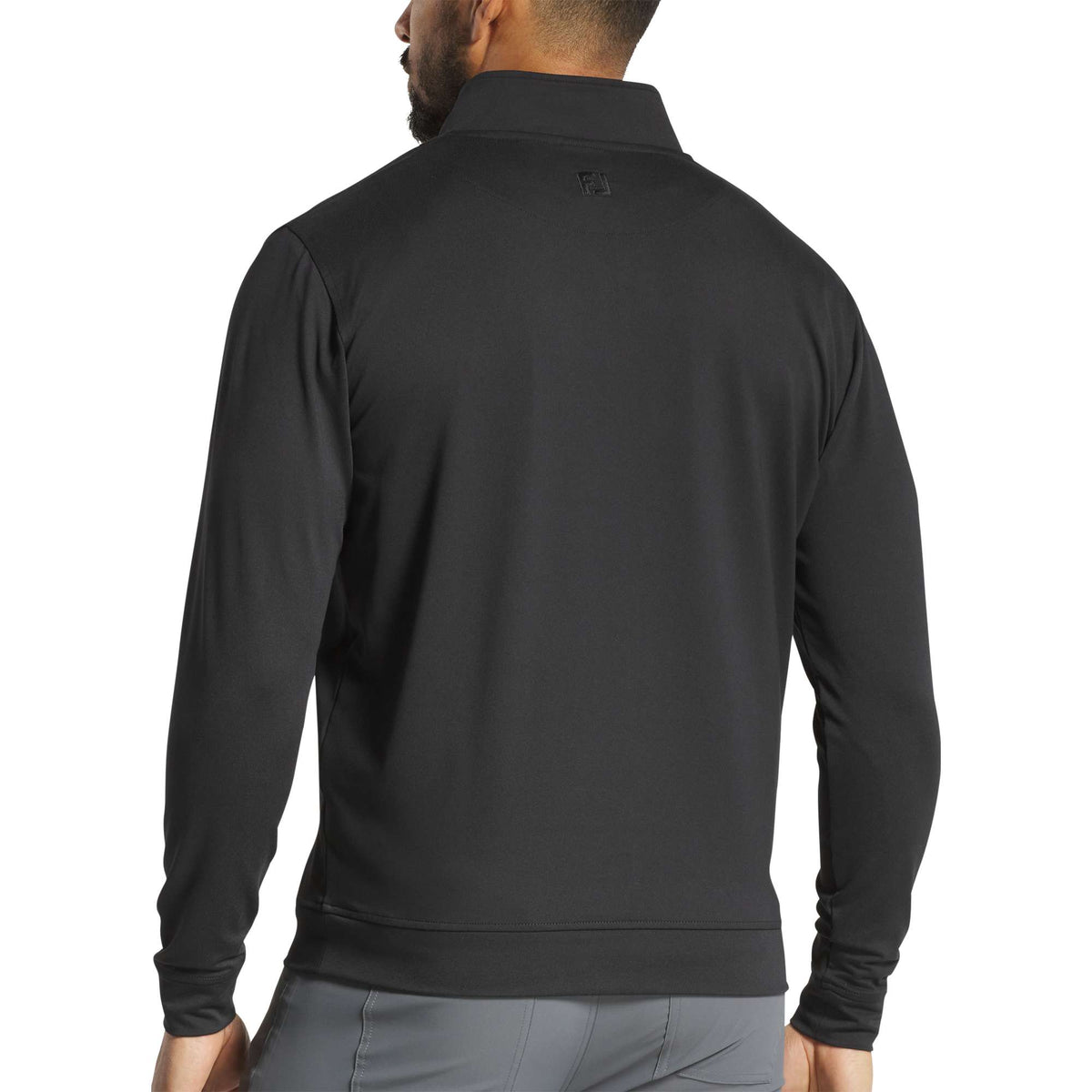 FootJoy Performance Quarter Zip Pullover for Men Embroidery - Black - Back On Model