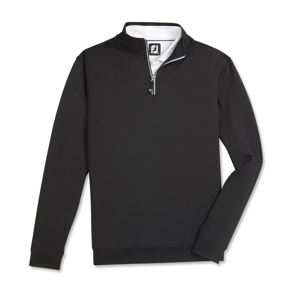 FootJoy Performance Quarter Zip Pullover for Men Embroidery - Black - Front Flat