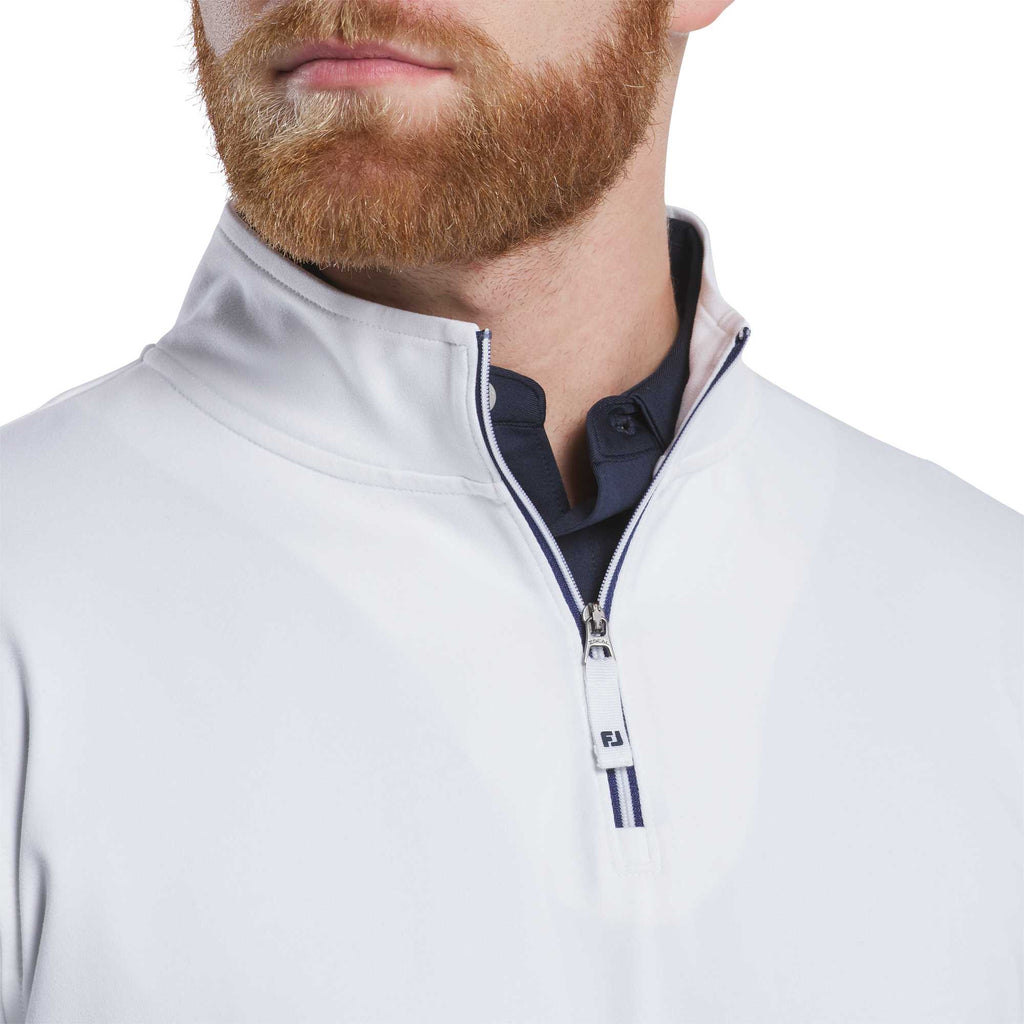 FootJoy Performance Quarter Zip Pullover for Men Embroidery - White - Front On Model