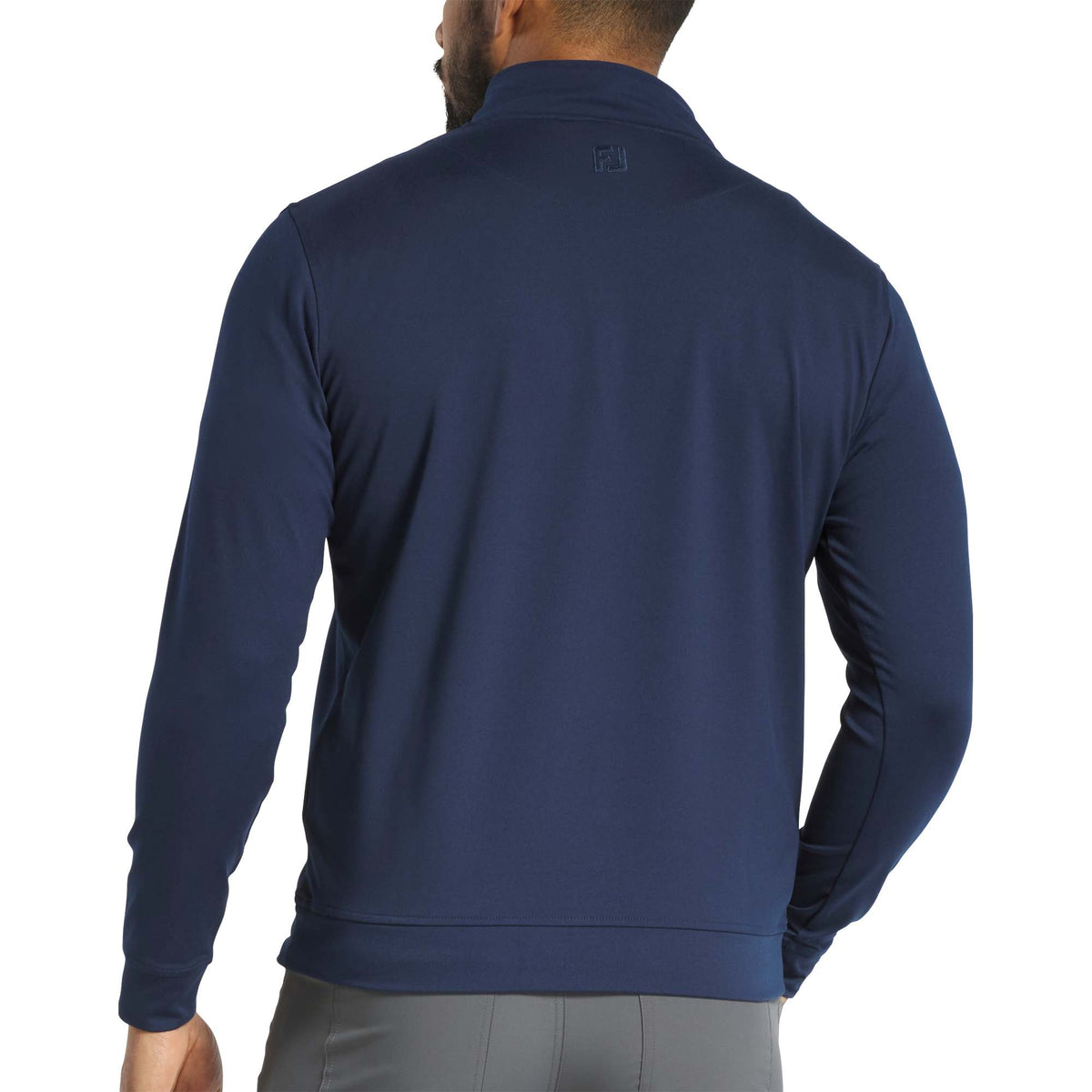 FootJoy Performance Quarter Zip Pullover for Men Transfer - Navy - Back On Model