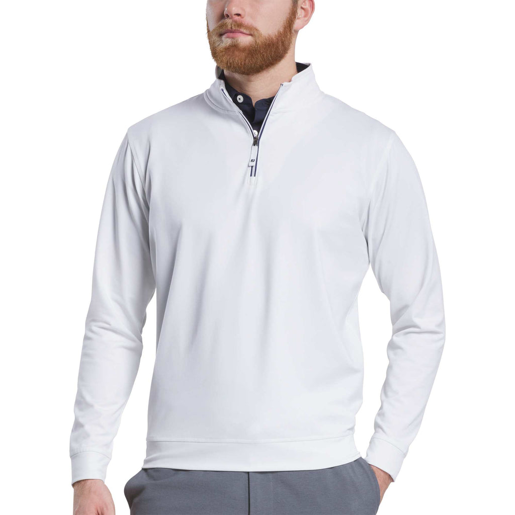 FootJoy Performance Quarter Zip Pullover for Men Transfer - White - Front On Model 2