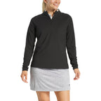 FootJoy Performance Quarter Zip Pullover for Women Embroidery - Black - Front On Model 2