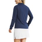 FootJoy Performance Quarter Zip Pullover for Women Embroidery - Navy - Back On Model