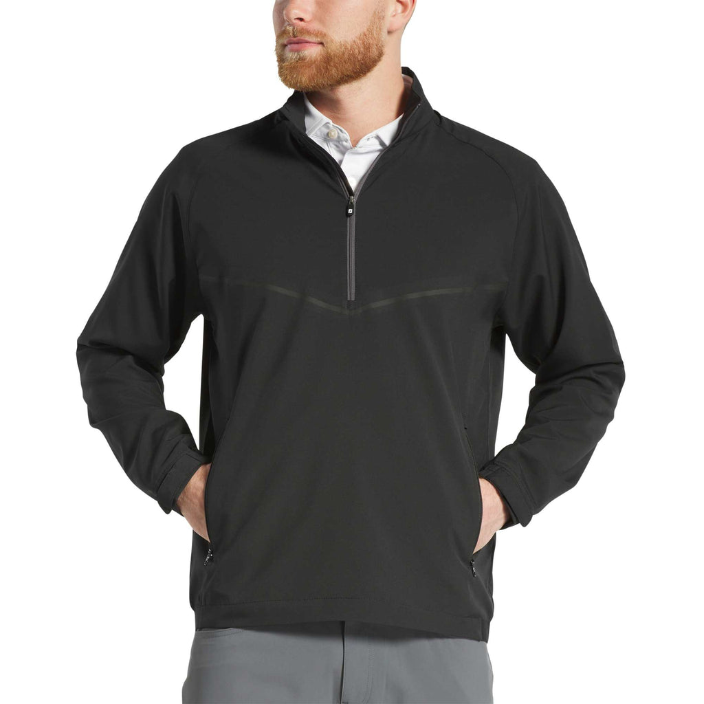 FootJoy Zephyr Half Zip Windshirt for Men Transfer - Black - Front On Model