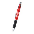 Four-Way Pen with Stylus - Red - Silk Screen