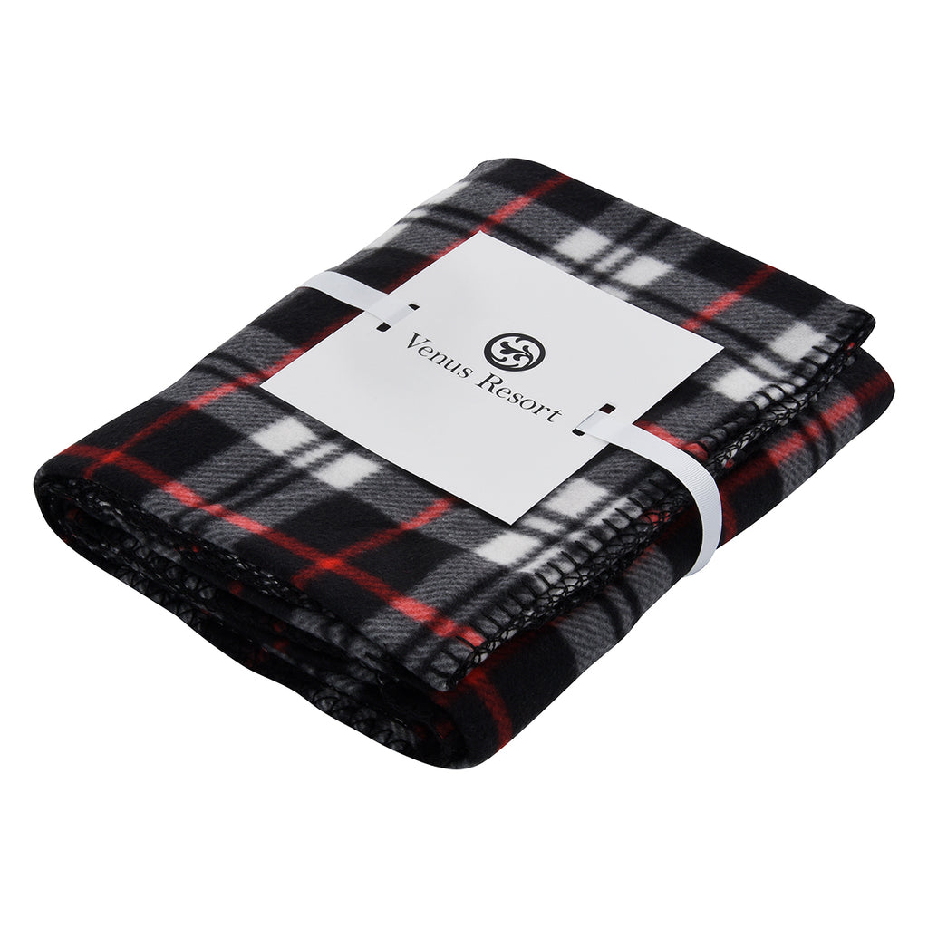 Fraser Blanket in Fleece - Red with Navy - Card