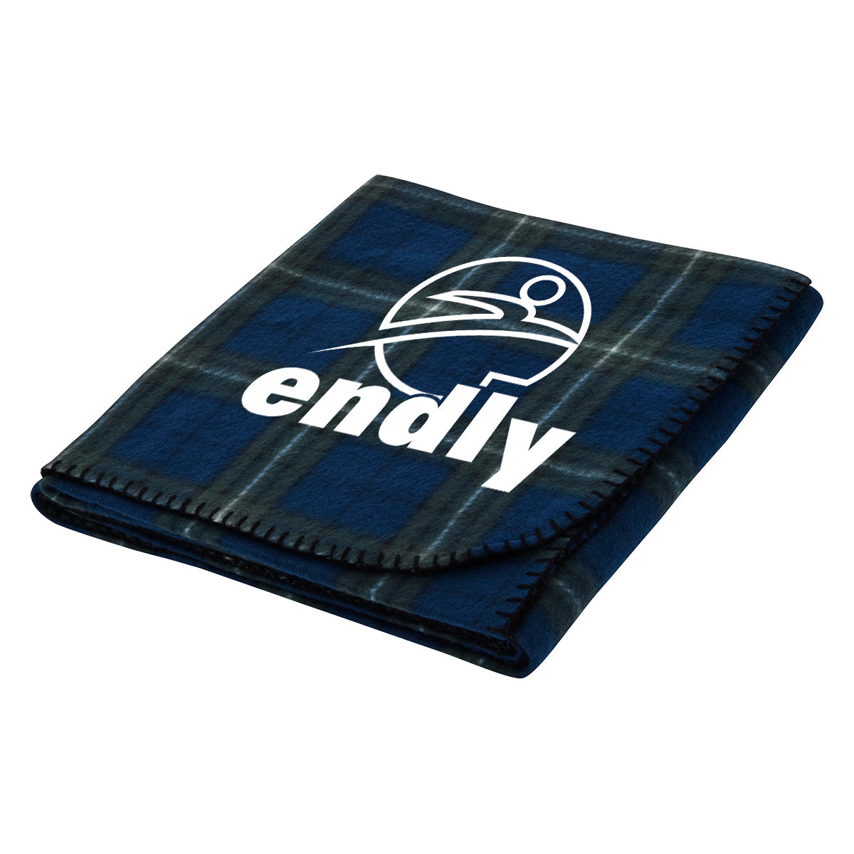 Fraser Blanket in Fleece - Royal Blue With Green - Silk Screen