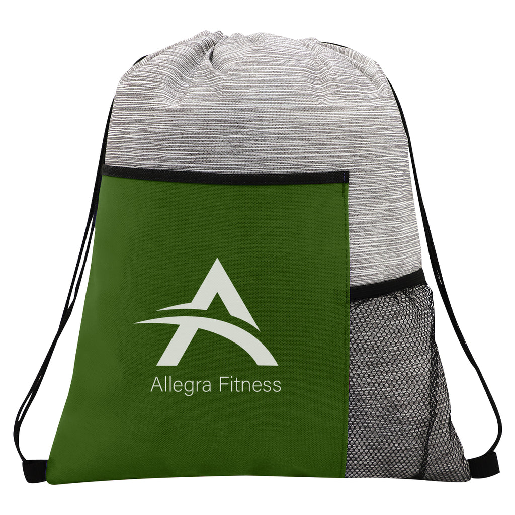Fresno Drawstring Bag, Non-Woven - Olive - Silk Screen