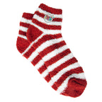 Fuzzy Striped Socks - Red - Embroidery
