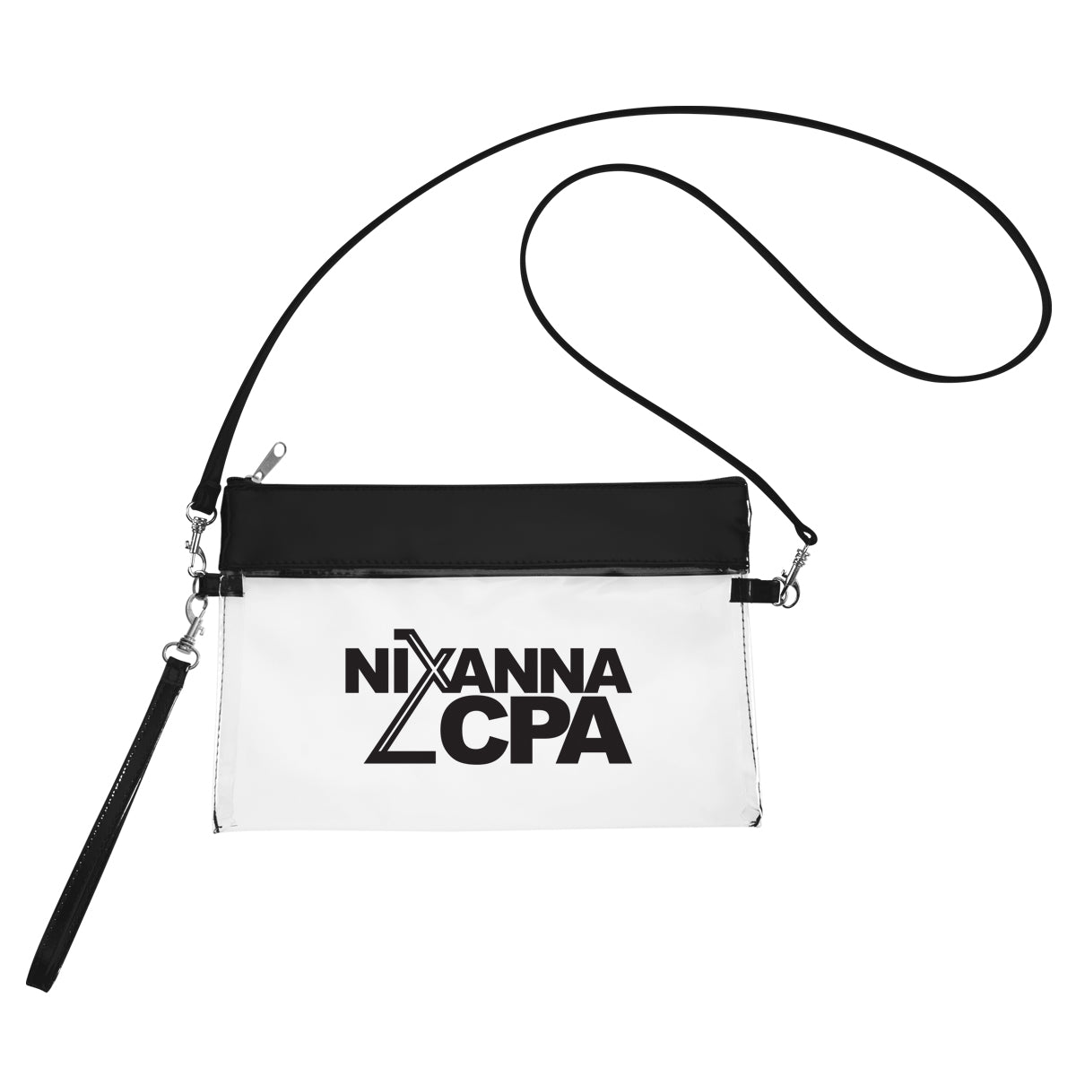 Game Day Wristlet Pouch, Clear - Clear with Black - Silk Screen