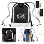 Game Time Reflective Drawstring Bag in Recycled PET - Black - Silk Screen