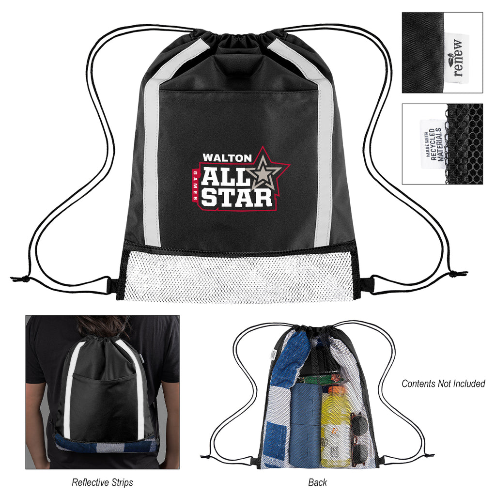 Game Time Reflective Drawstring Bag in Recycled PET - Colorbrite