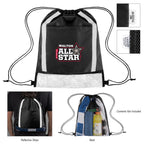 Game Time Reflective Drawstring Bag in Recycled PET - Game Time rPET Reflective Drawstring Bag