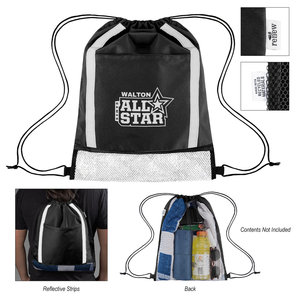 Game Time Reflective Drawstring Bag in Recycled PET - Silk Screen