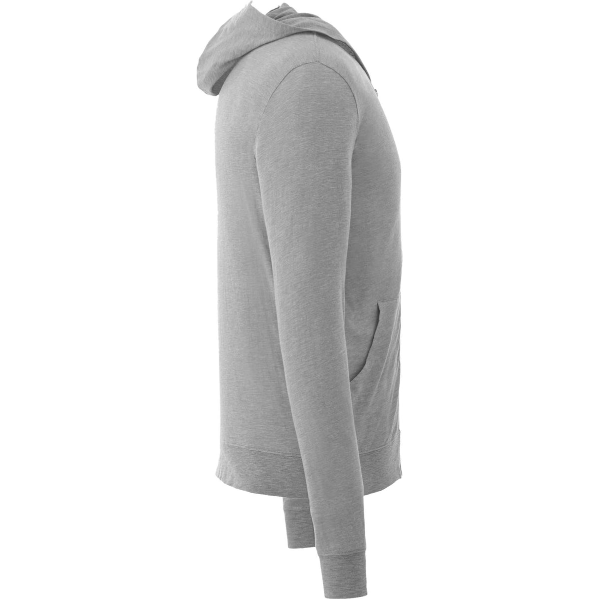 Garner Lightweight Knit Zip Hoodie with Thumb Holes for Men Embroidery - Heather Grey - Right Side