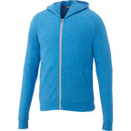 Garner Lightweight Knit Zip Hoodie with Thumb Holes for Men Embroidery - Olympic Blue Heather - Front Flat