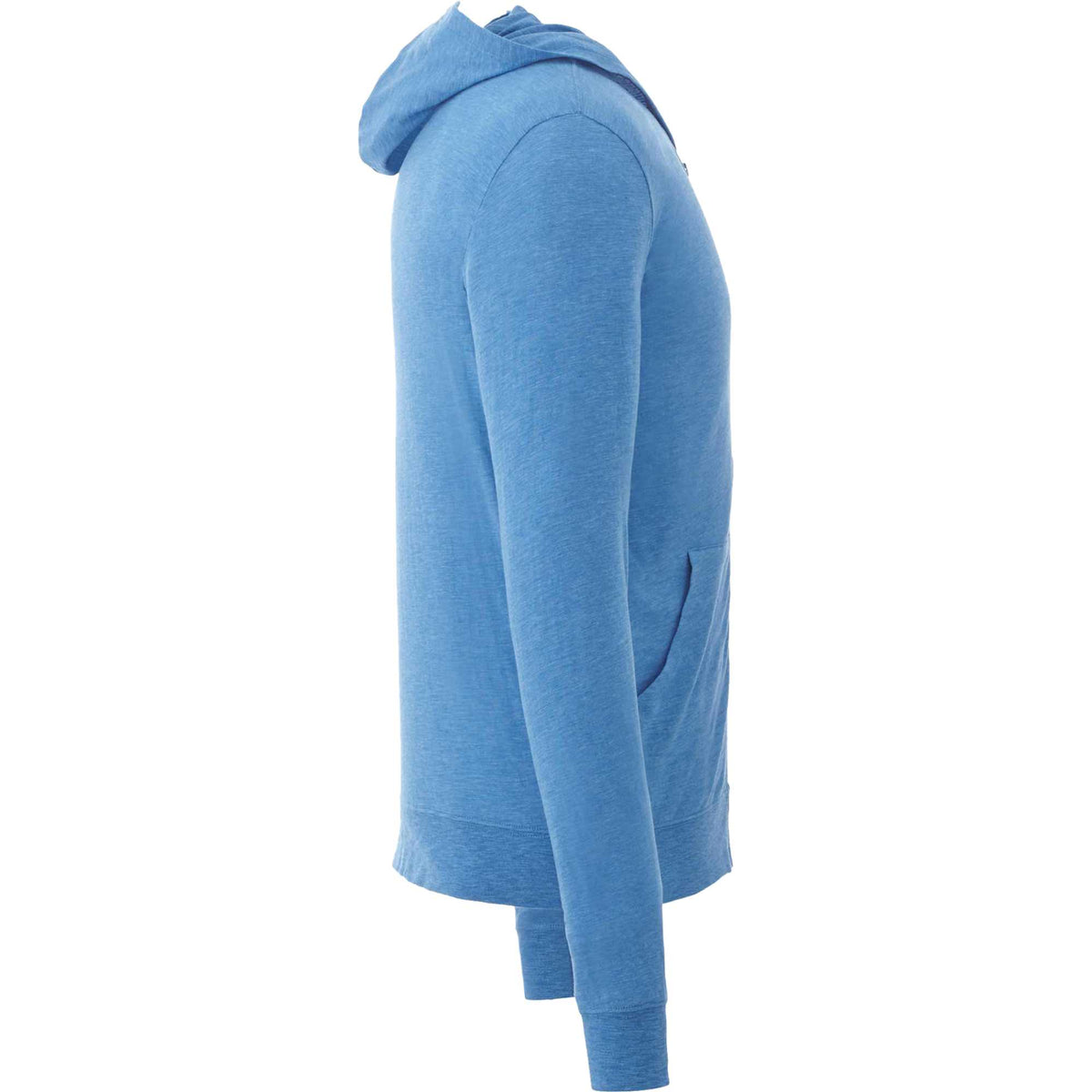 Garner Lightweight Knit Zip Hoodie with Thumb Holes for Men Embroidery - Olympic Blue Heather - Right Side