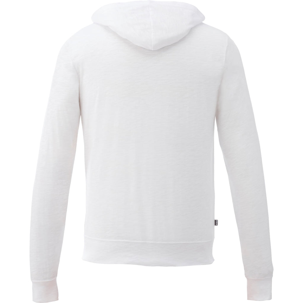 Garner Lightweight Knit Zip Hoodie with Thumb Holes for Men Embroidery - White - Back Flat