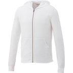 Garner Lightweight Knit Zip Hoodie with Thumb Holes for Men Embroidery - White - Front Flat