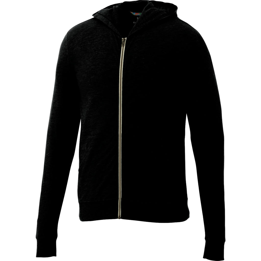 Garner Lightweight Knit Zip Hoodie with Thumb Holes for Men Sublimation - Black - Front Flat