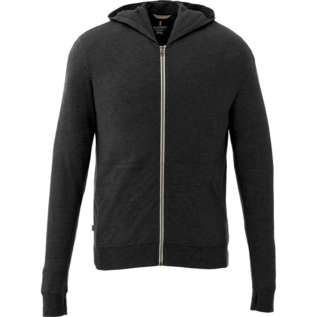 Garner Lightweight Knit Zip Hoodie with Thumb Holes for Men Sublimation - Black - Front