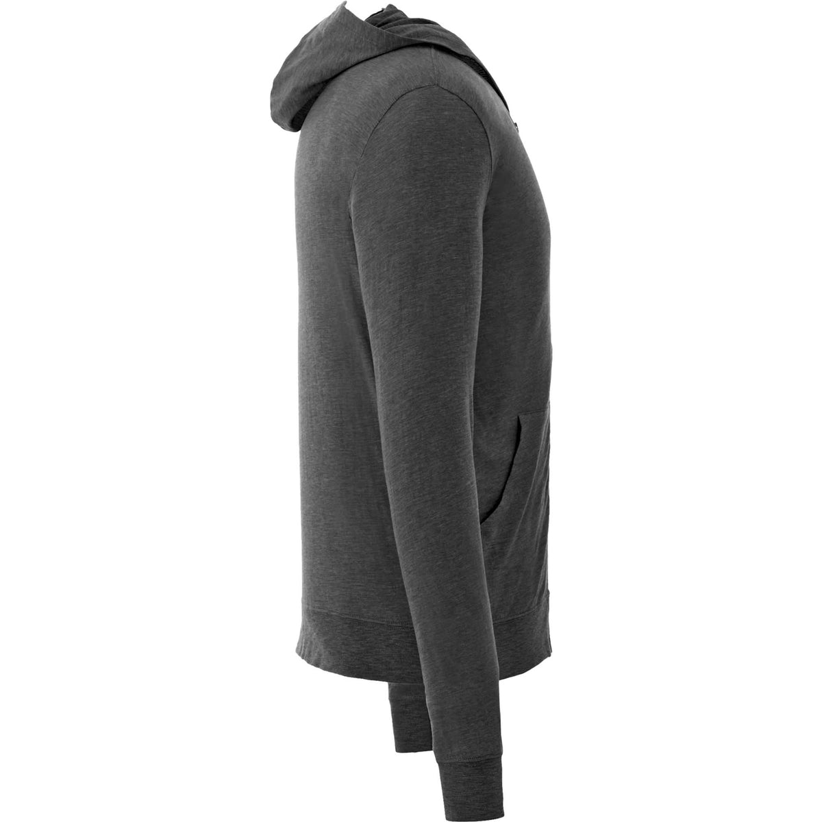 Garner Lightweight Knit Zip Hoodie with Thumb Holes for Men Sublimation - Heather Dark Charcoal - Right Side