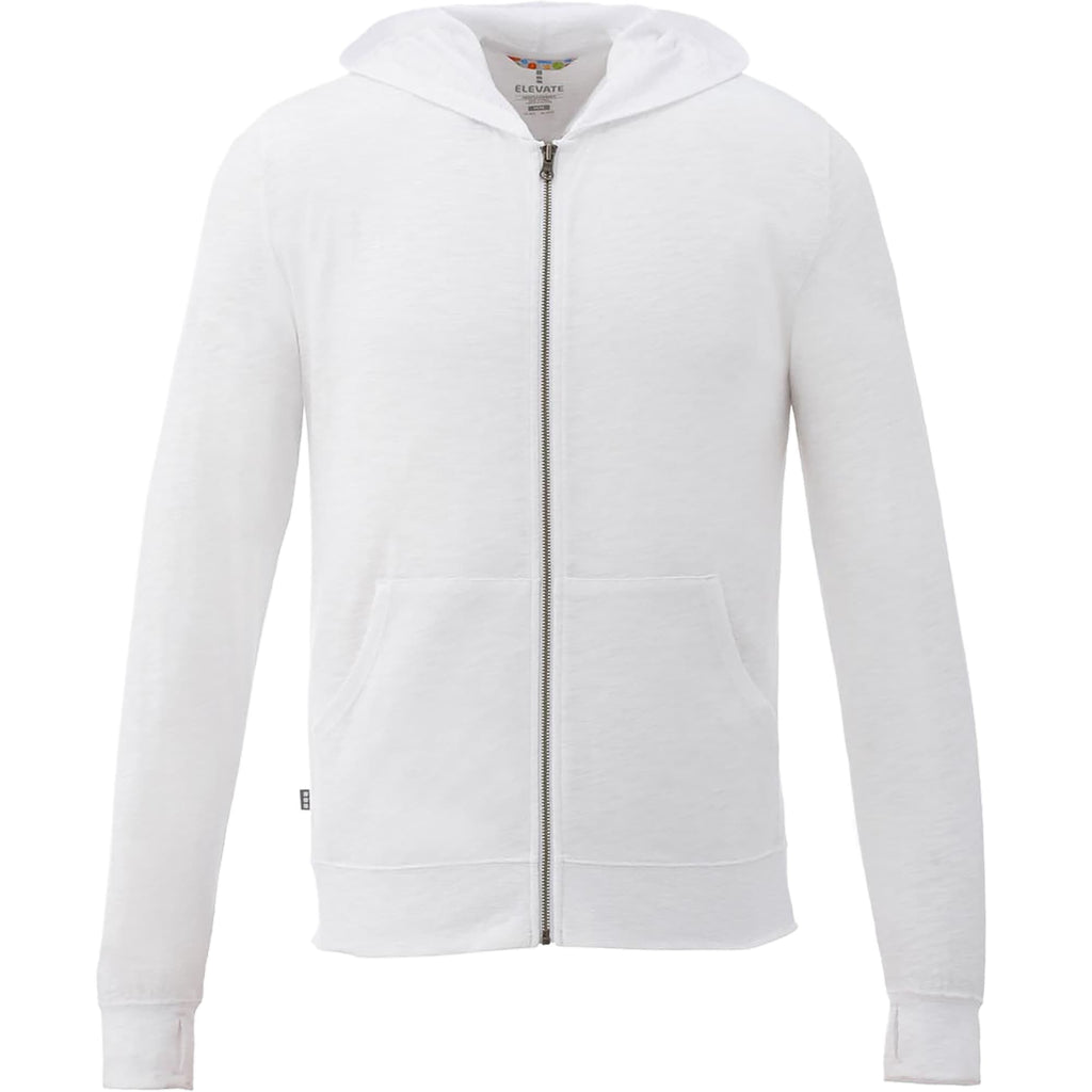 Garner Lightweight Knit Zip Hoodie with Thumb Holes for Men Sublimation - White - Front