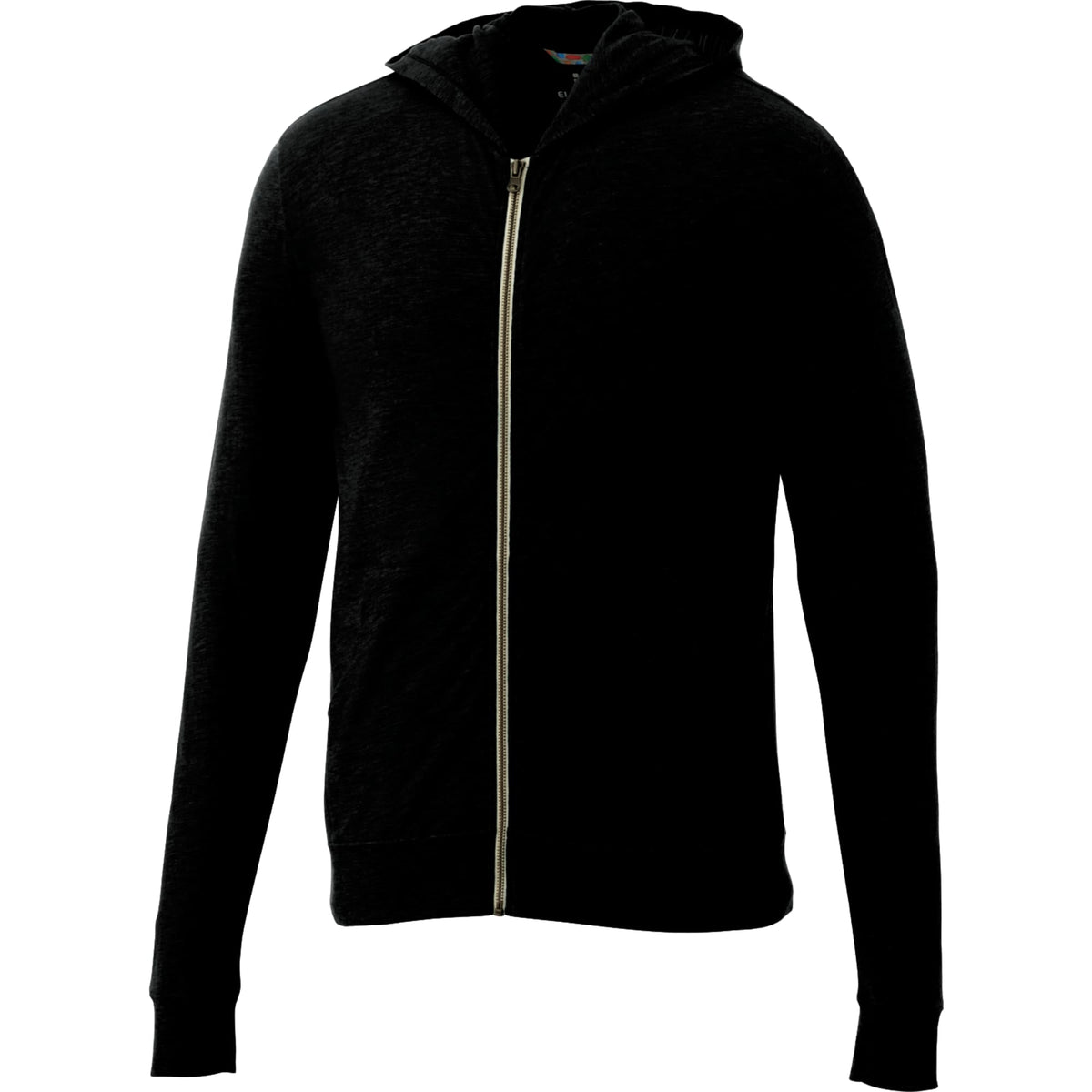 Garner Lightweight Knit Zip Hoodie with Thumb Holes for Men Transfer - Black - Front Flat