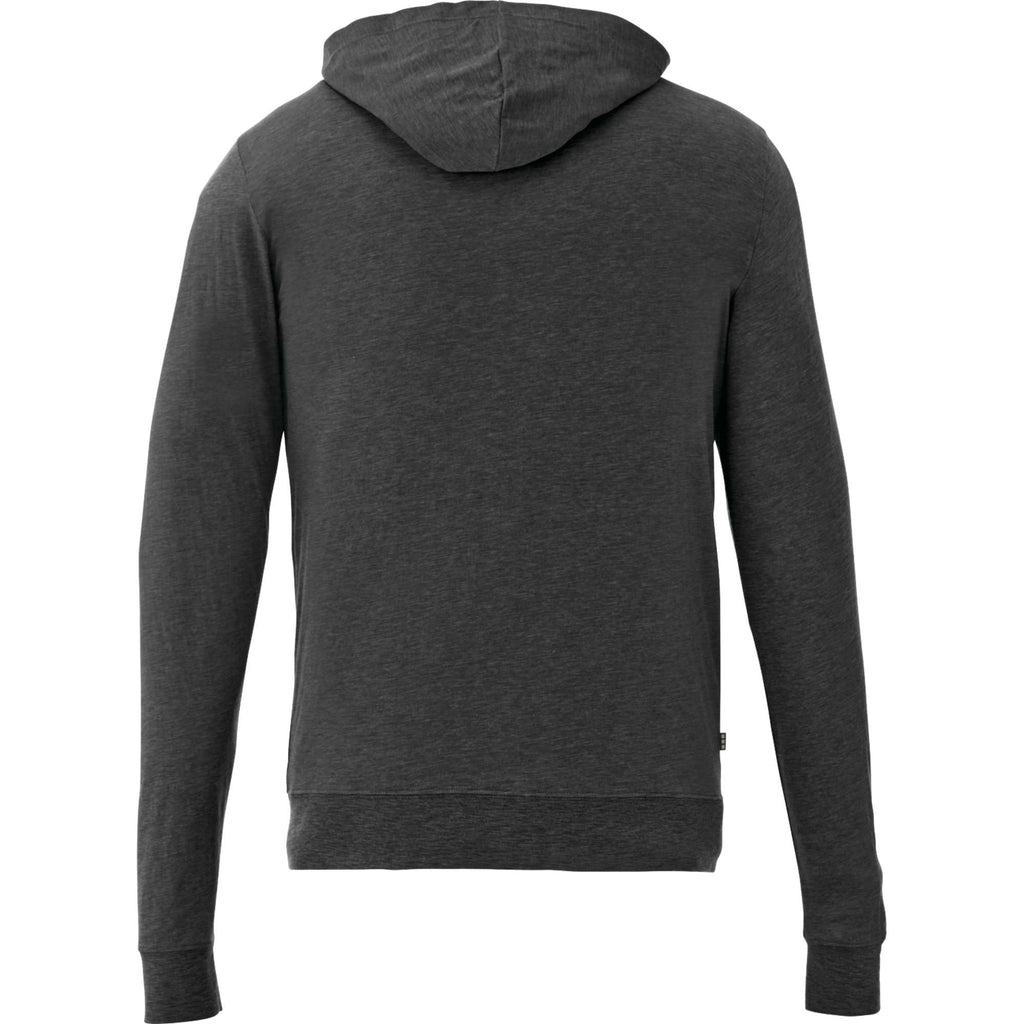 Garner Lightweight Knit Zip Hoodie with Thumb Holes for Men Transfer - Heather Dark Charcoal - Back Flat