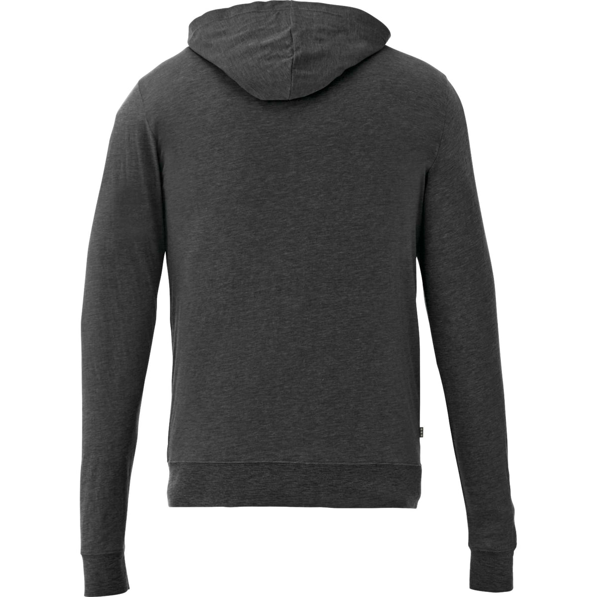 Garner Lightweight Knit Zip Hoodie with Thumb Holes for Men Transfer - Heather Dark Charcoal - Back Flat