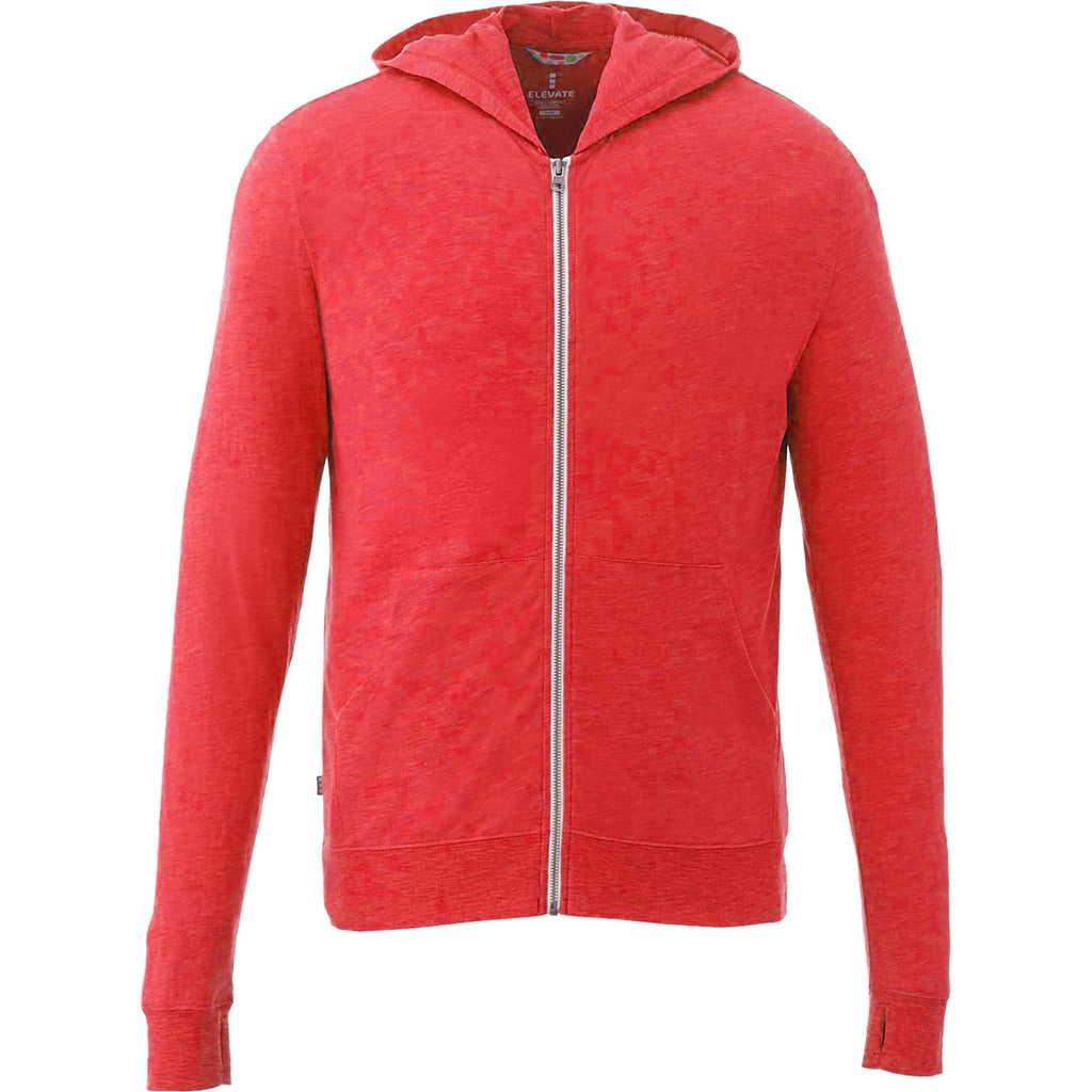 Garner Lightweight Knit Zip Hoodie with Thumb Holes for Men Transfer - Team Red Heather - Front