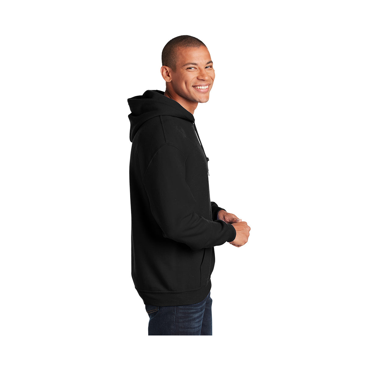 Gildan Heavy Blend Hooded Sweatshirt, Adult - Black - model_side
