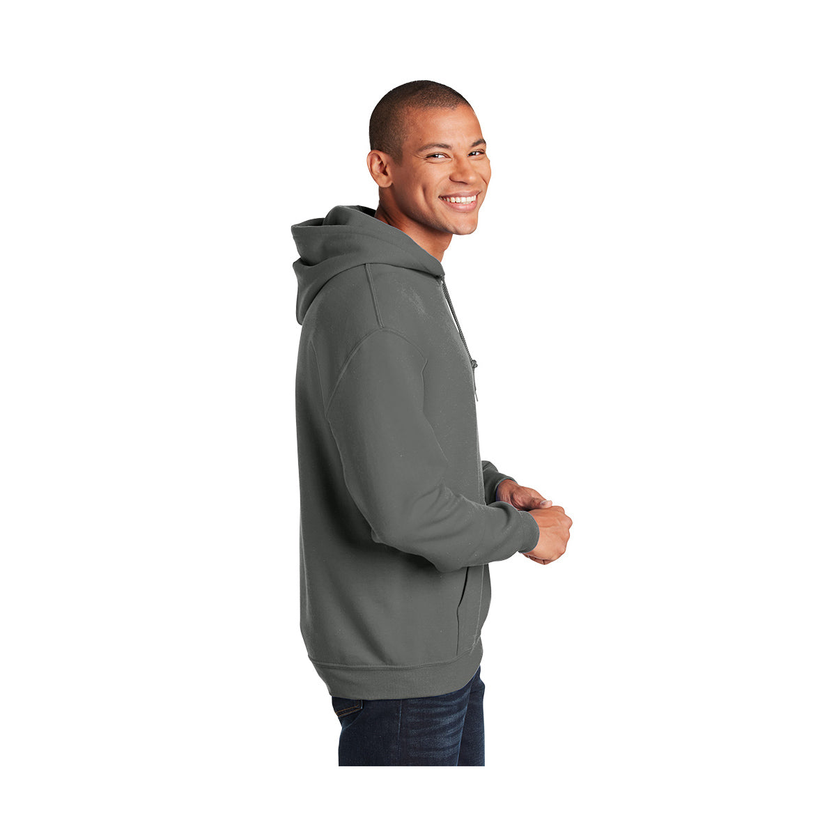 Gildan Heavy Blend Hooded Sweatshirt, Adult - Charcoal - model_side