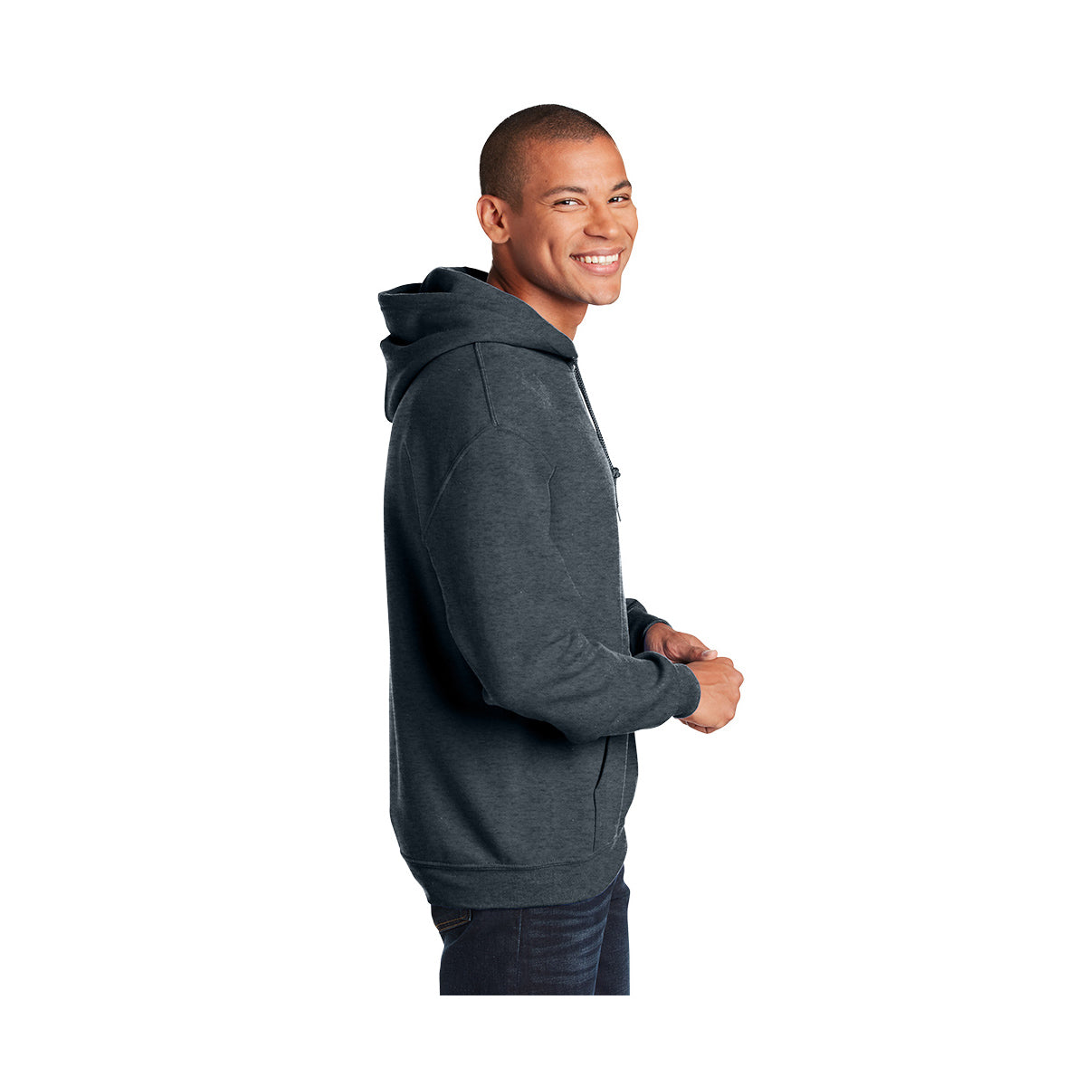 Gildan Heavy Blend Hooded Sweatshirt, Adult - Dark Heather - model_side