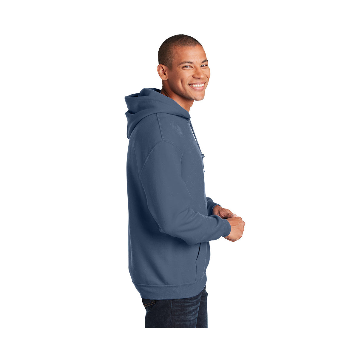 Gildan Heavy Blend Hooded Sweatshirt, Adult - Indigo Blue - model_side