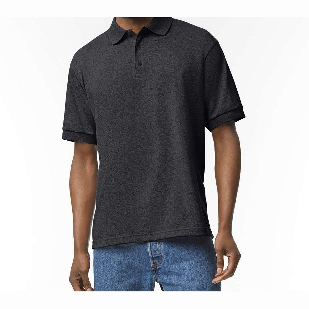 Gildan Unisex DryBlend® Polo Embroidery - Dark Heather - On Model Front